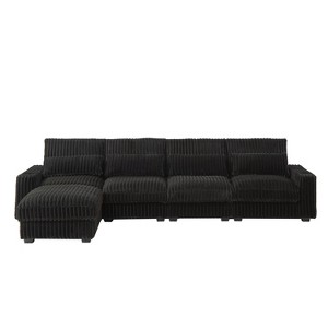 TiramisuBest 87" No-Assembly Oversized Sectional Chaise, Plush Reclining Sofa Bed for Indoor Living Room & Bedroom-Beige - 1 of 4