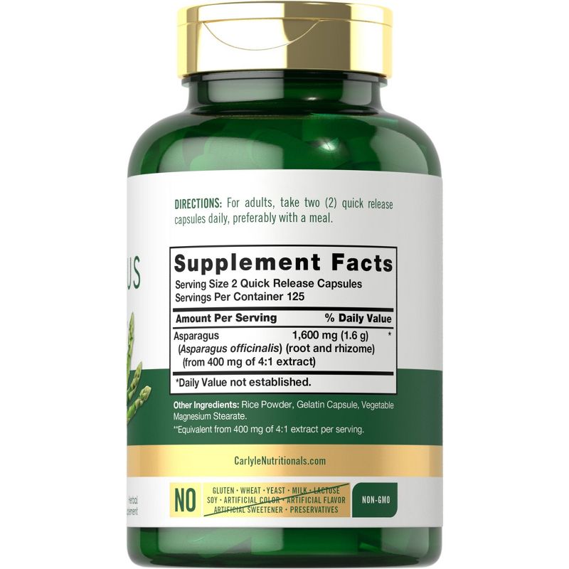 Carlyle Asparagus Supplement 1600mg | 250 Capsules, 2 of 4