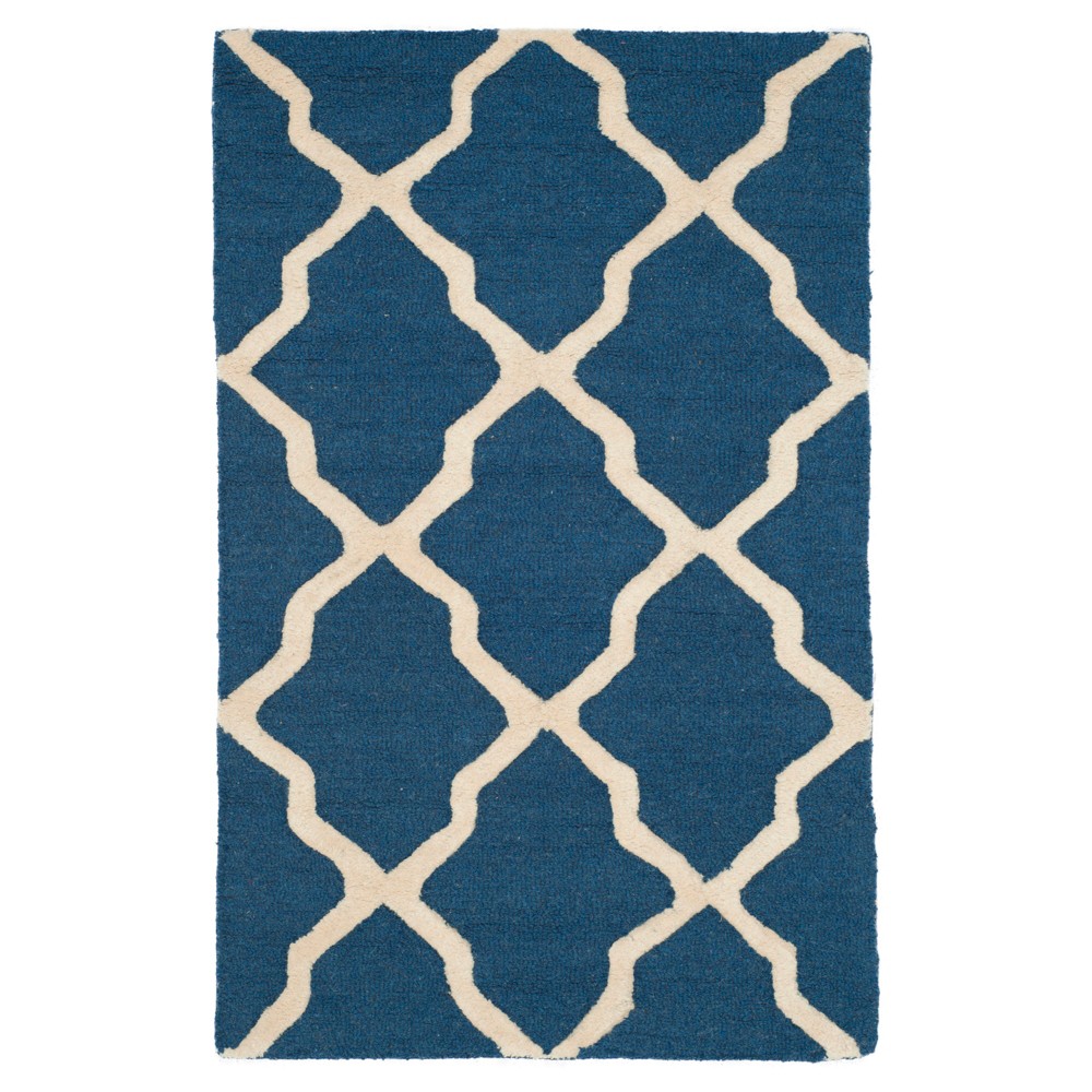 2'6inx4' Geometric Accent Rug Navy/Ivory - Safavieh