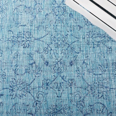 Aqua Navy Enhanced Polypropylene Indoor/Outdoor Runner Rug - 2'3" x 8'