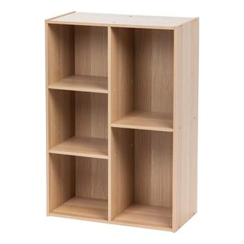 IRIS USA 5-Compartment Wood Organizer Bookcase Storage Shelf