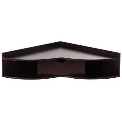 Elegant Heart-Shaped Brown Corner Writing Desk with Drawer and Shelves