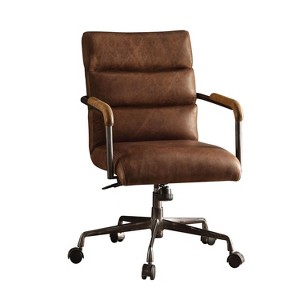 Okak Top Grain Leather Desk Chair, Executive Office Chair with Wooden Armrests and Metal Frame, Stylish Comfy Chair for Home, Office - 1 of 4