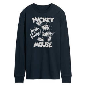 Men's - Disney - Mickey Mouse Hello Folks Long Sleeve Graphic T-Shirt - 1 of 4