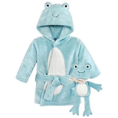Hudson Baby Unisex Baby Plush Bathrobe and Toy Set, Cool Frog, One Size
