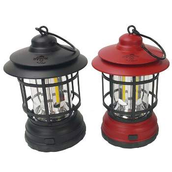 Northlight 12 Black Battery Operated Faux Flame Led Hurricane