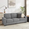 TiramisuBest 83.86" Corduroy Sofa with Cup Holders, Modern 3-Seater Couch with Fluffy Backrest & High-Density Cushions, Gray - 3 of 4