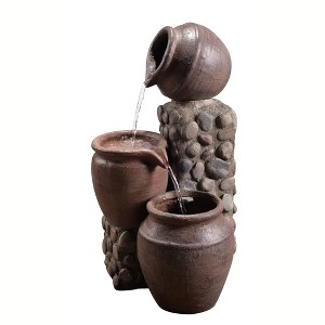 Teamson Home Outdoor Cascading Stacked Pot Waterfall Fountain, Gray - 1 of 4