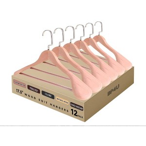 BP4U Premium Wide Shoulder Wooden Suit Hangers, 17.5-Inch Heavy-Duty Solid Wood Coat Hangers for Men's Suits & Coats - 1 of 4