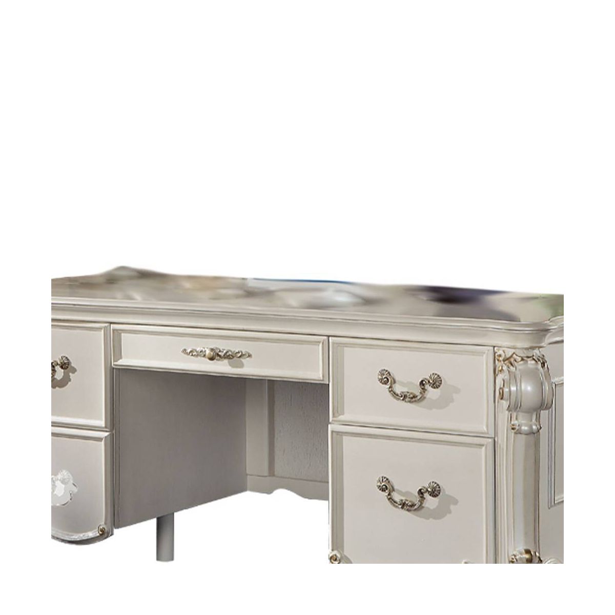 31" Vendome Desks Antique Pearl Finish - Acme Furniture: Executive Writing, Open Storage Shelf - thumbnail 6