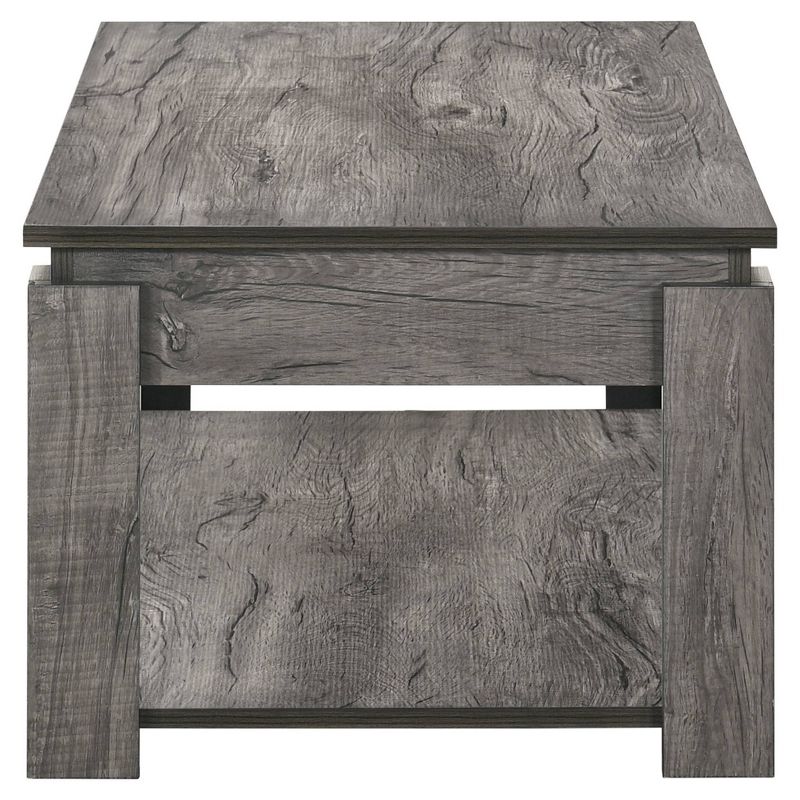 3pc Donal Wood Coffee Table Set with Shelf Weathered Gray - Coaster, 6 of 13