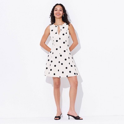 Женские платья Wild Fable Women's Keyhole Flare Mini Dress - Wild Fable™ Cream Polka Dots XS — фото 3
