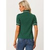 Allegra K Women's Polka Dots Peter Pan Collar Tie Neck Short Sleeve Shirt - 4 of 4
