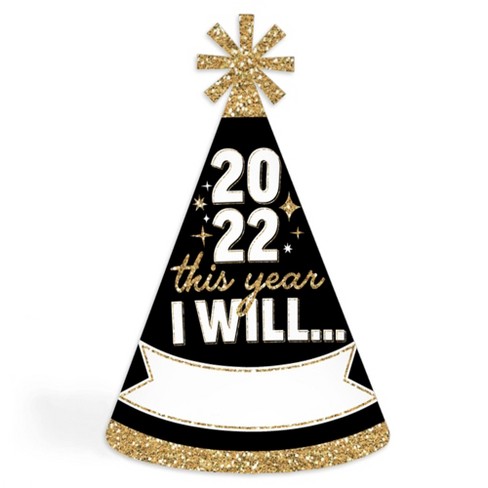2022 Christmas Event Party Hat Big Dot Of Happiness Hello New Year - Cone Party Hats - 2022 Nye Resolution  Cone Party Hat For Kids And Adults - Set Of 8 (Standard Size) : Target