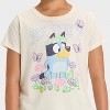 Girls' Bluey Floral Glitter Short Sleeve Graphic T-Shirt - Ivory - 2 of 4