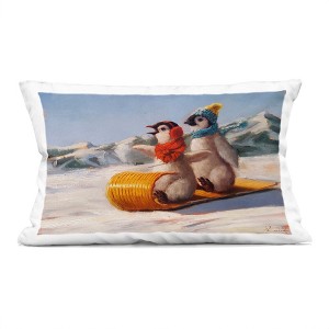 Stupell Industries Toboggan Sleigh Ride Penguins Indoor Pillow, 14 x 20 - 1 of 3
