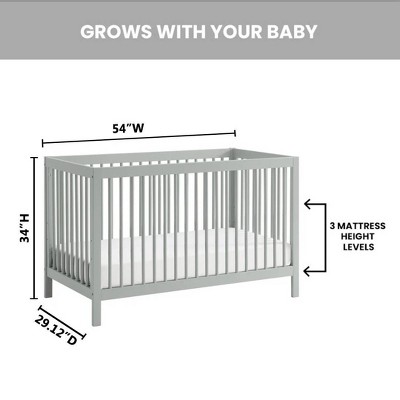 Gray Solid Wood 4-in-1 Convertible Crib with Round Spindles