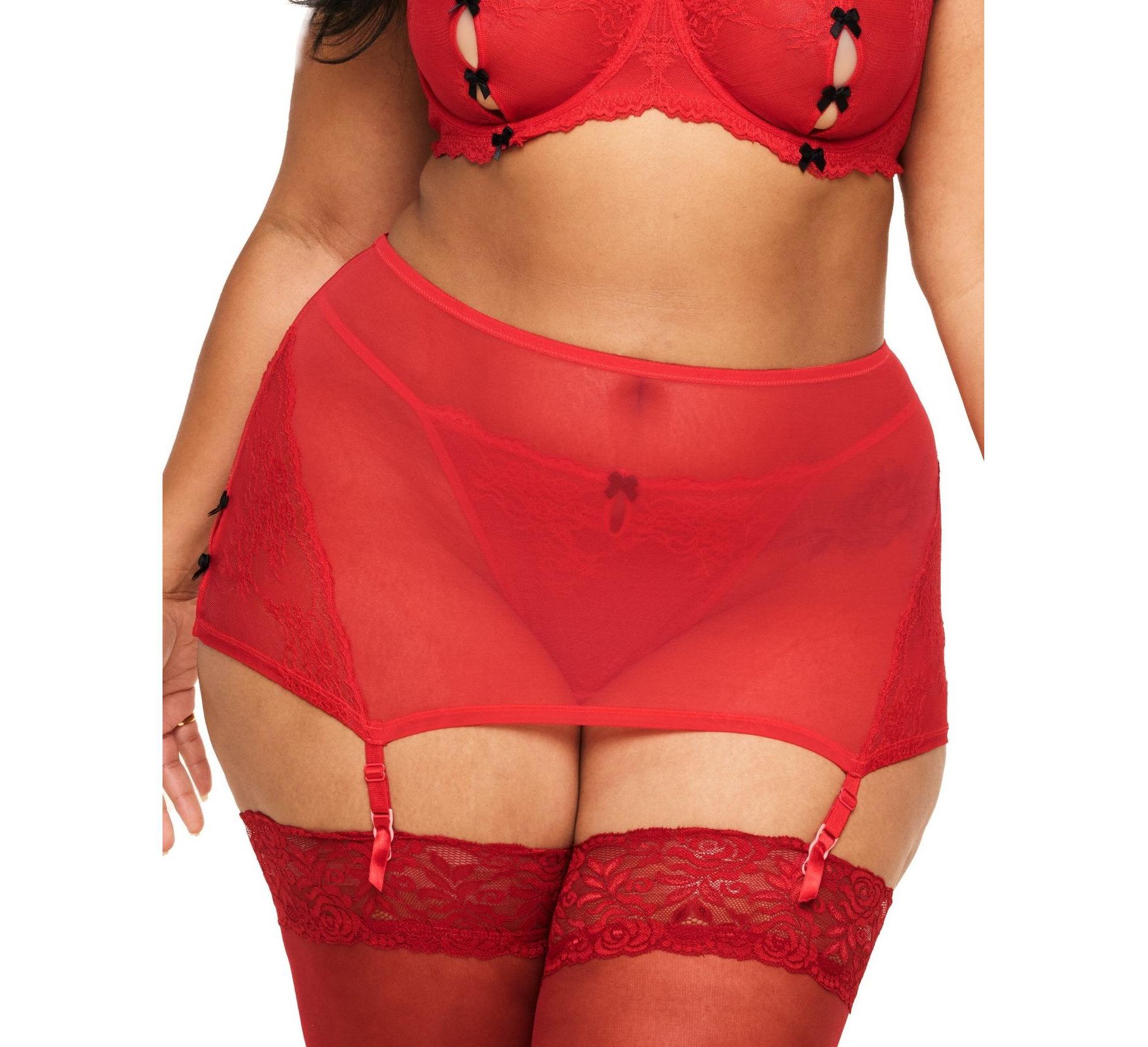Adore Me Women's Margeaux Garter Belt Lingerie 1X / True Red.