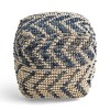 Christopher Knight Home Freesia Boho Wool and Cotton Large Ottoman Pouf White/Blue: Chevron Pattern, Spot Clean, No Assembly Required - 2 of 4