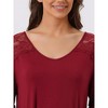 cheibear Women's Lace Trim Long Sleeves Pull-on Nightshirt Dress - 4 of 4