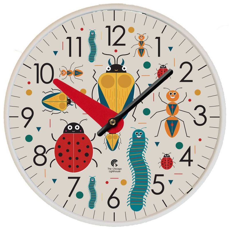 12.75&#34; Bugs Children&#39;s Wall Clock White - The Chicago Lighthouse, 1 of 6