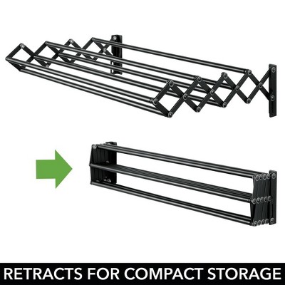 Black Steel Wall Mount Accordion Expandable Drying Rack