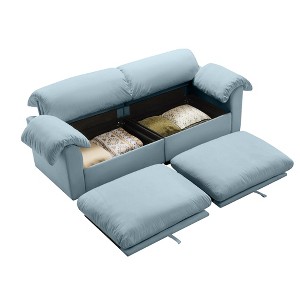 GDFStudio Elton 83.9" Velvet 2 Seater Storage Sofa with Curved Backrest and Pillows - 1 of 4