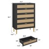 Rattan 5 Drawer Dresser, 44'' Tall Narrow Chest, Farmhouse Wood Dresser with Metal Legs, Bedroom Cabinet, Oak - 2 of 4