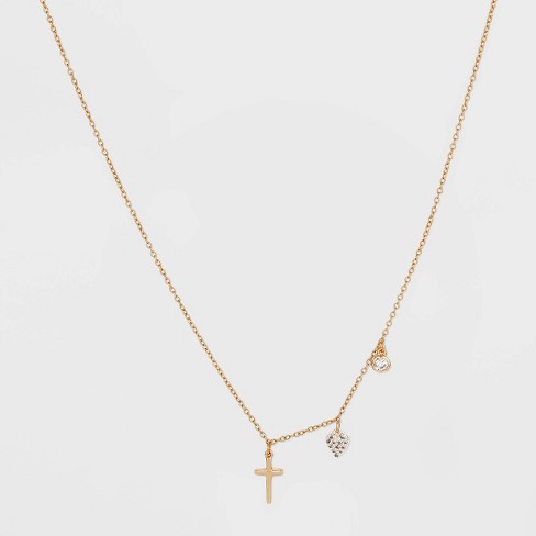 Heart cross on sale necklace gold