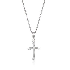 Ross-Simons Child's 14kt White Gold Cross Pendant Necklace Size 15 - 1 of 4