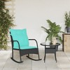 vidaXL Patio Rocking Chair with Cushions Black Poly Rattan - 3 of 4