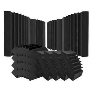 VEVOR Acoustic Foam Panels, 4 Pack 16.5 x 6.3 x 12 inches, Adhesive High Density Soundproof Wall Panels,Fire-Resistant Acoustic Panel,Black - 1 of 4