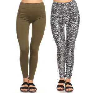 Women's Pack of 2 Leggings - One Size Fits Most - White Mark - 1 of 1