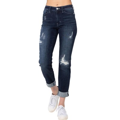 Women's Stitched Destroy & Double Cuff friend Jeans - Judy Blue