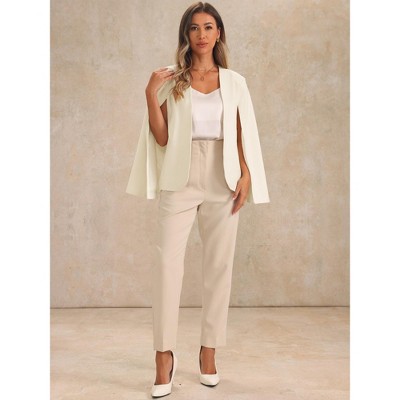 Женские пиджаки Allegra K Women's Cape Sleeve Long Sleeve Open Front Blazer Small White — фото 4