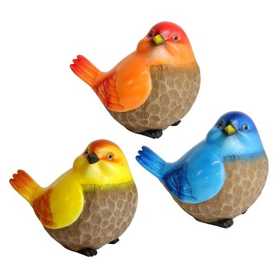 Set of 3 Resin Bird Statue Orange/Blue/Yellow - Exhart