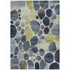 Denim Blue Ivory And Lime Green Geometric Washable Indoor Outdoor Area Rug - 4 of 4