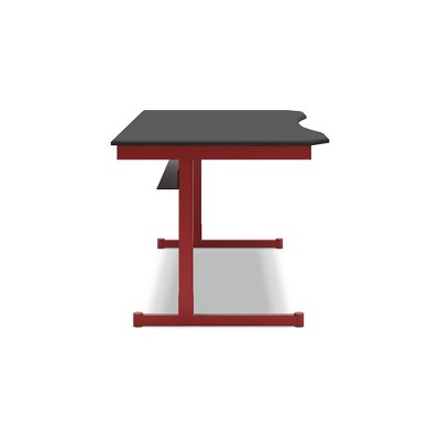 Red and Black Gaming Desk with Power Outlet and Cup Holder