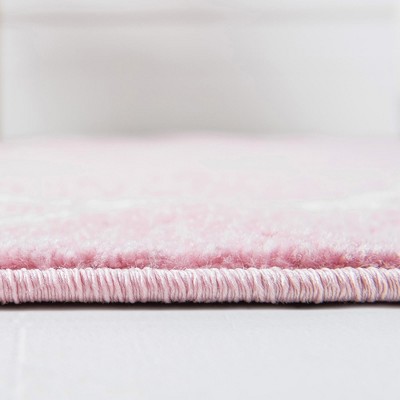 Easy-Care Pink Trellis Synthetic Area Rug 4' x 6'