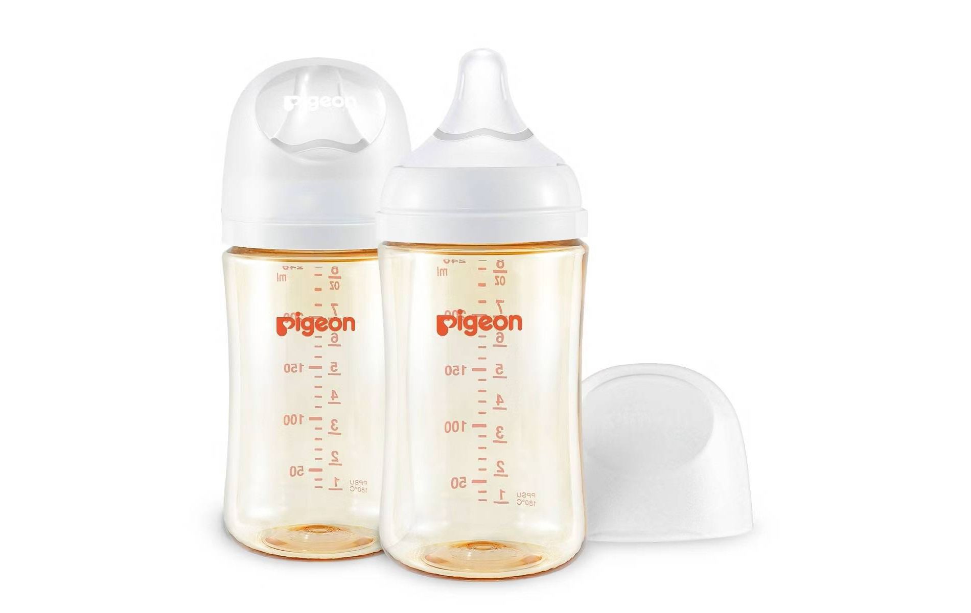 Pigeon Nurture & Nest Wide-Neck and Anti-colic PPSU BPA-Free Baby Bottles with Nipples - 8 fl oz/2pk