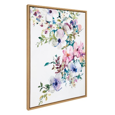 28" x 38" Sylvie Ink Wash Floral Framed Canvas by Emma Daisy Natural - Kate & Laurel All Things Decor