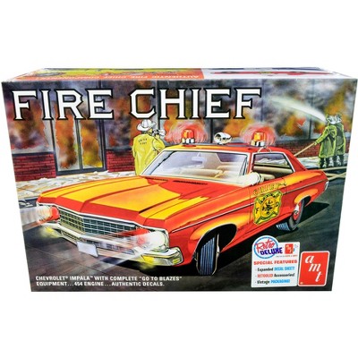 Skill 2 Model Kit 1970 Chevrolet Impala Fire Chief 2 in 1 Kit 1/25 Scale Model by AMT