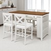 5-Piece Counter Height Dining Table Set with 4 Upholstered Chairs, Wood Kitchen Table with 3-Tier Storage Shelf for Dining Room or Small Space - 2 of 4