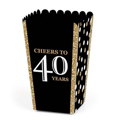 Big Dot of Happiness Adult 40th Birthday - Gold - Birthday Party Favor Popcorn Treat Boxes - Set of 12