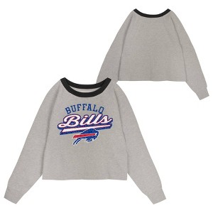 NFL Buffalo Bills Girls' Gray Crew Fleece Hooded Sweatshirt - 1 of 3