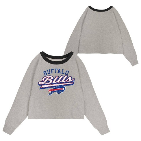 NFL Buffalo Bills Girls' Gray Crew Fleece Hooded Sweatshirt - image 1 of 3