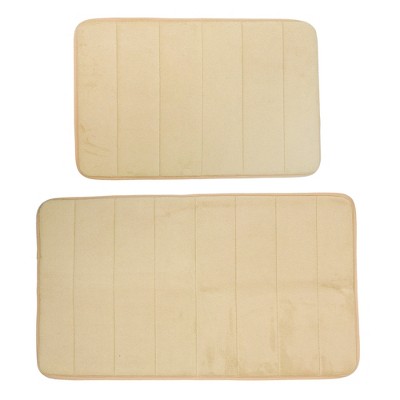 Unique Bargains Memory Foam Bathroom Mat Non Slip Soft Bath Mats Rugs  Machine Washable 2 Pcs Beige 31x19 : Target