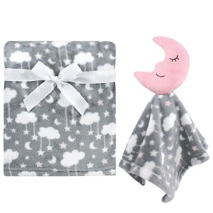 Hudson Baby Infant Girl Plush Blanket with Security Blanket, Moon Girl, One Size - 1 of 4