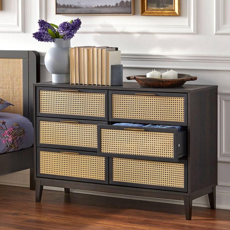Andros 6 Drawer Dresser with Faux Cane Drawer Fronts - Buylateral, 4 of 5