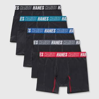 Hanes Moves Boys' 5pk Anti-chafe Long Leg Boxer Briefs - Red : Target